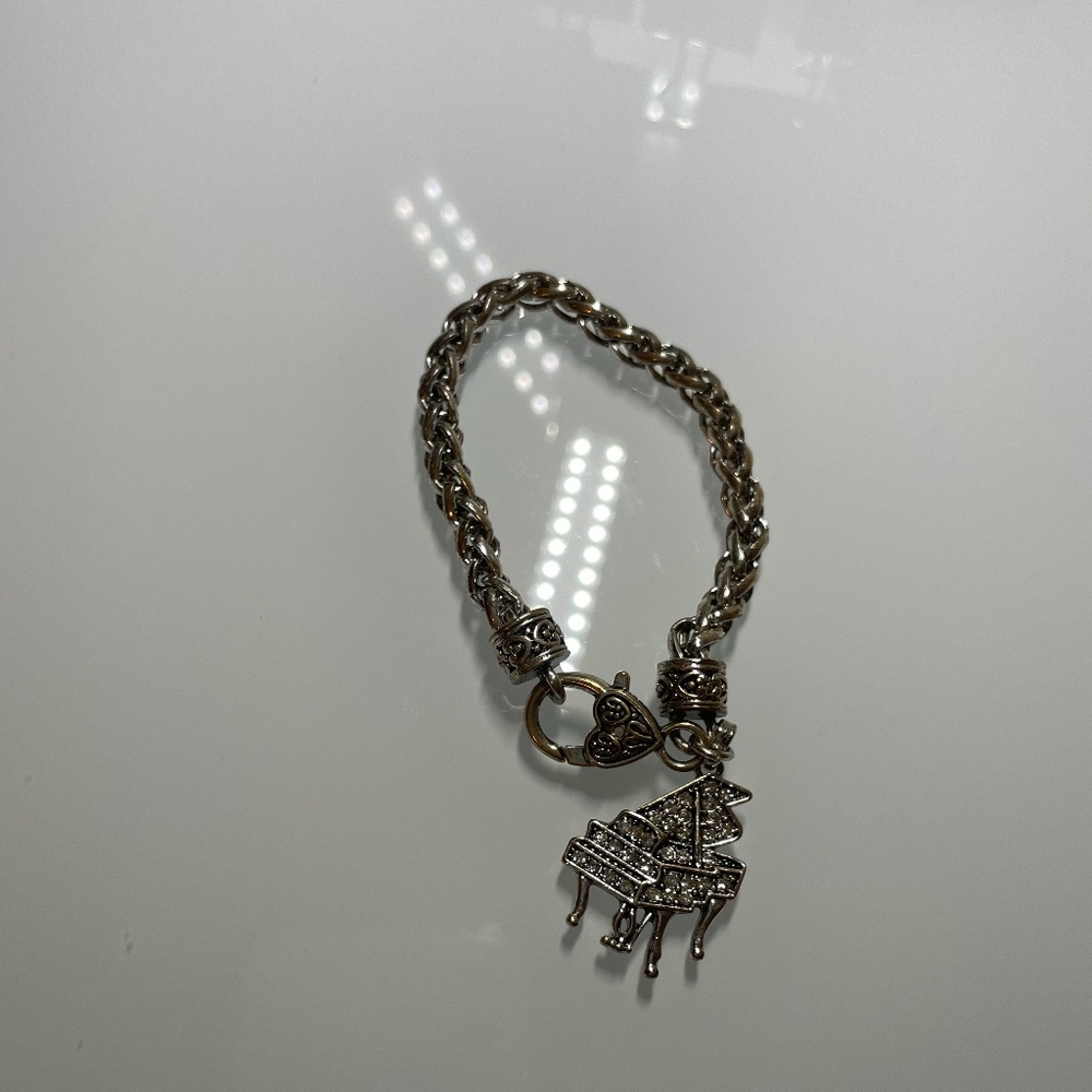Silver Piano Charm Bracelet